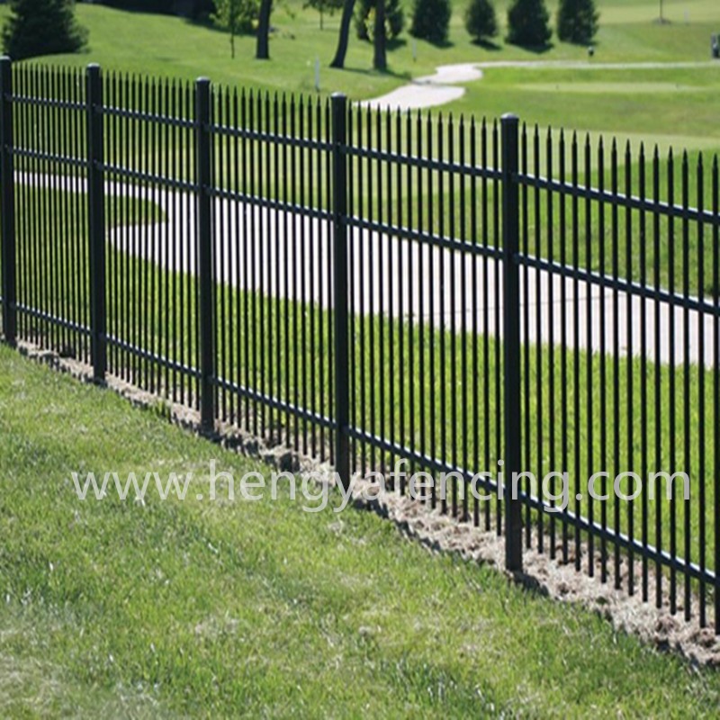 Black Metal Fences Anti Rust Galvanized Steel Fence Professional