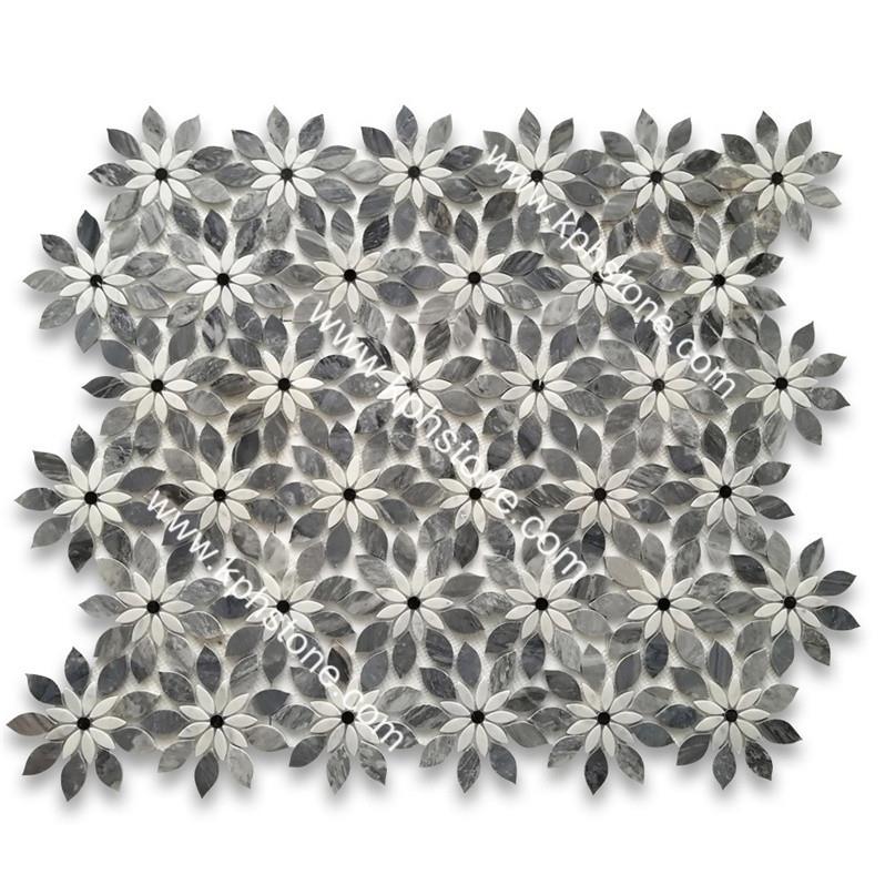 Wildflower Rain Flower Waterjet Mosaic Tile