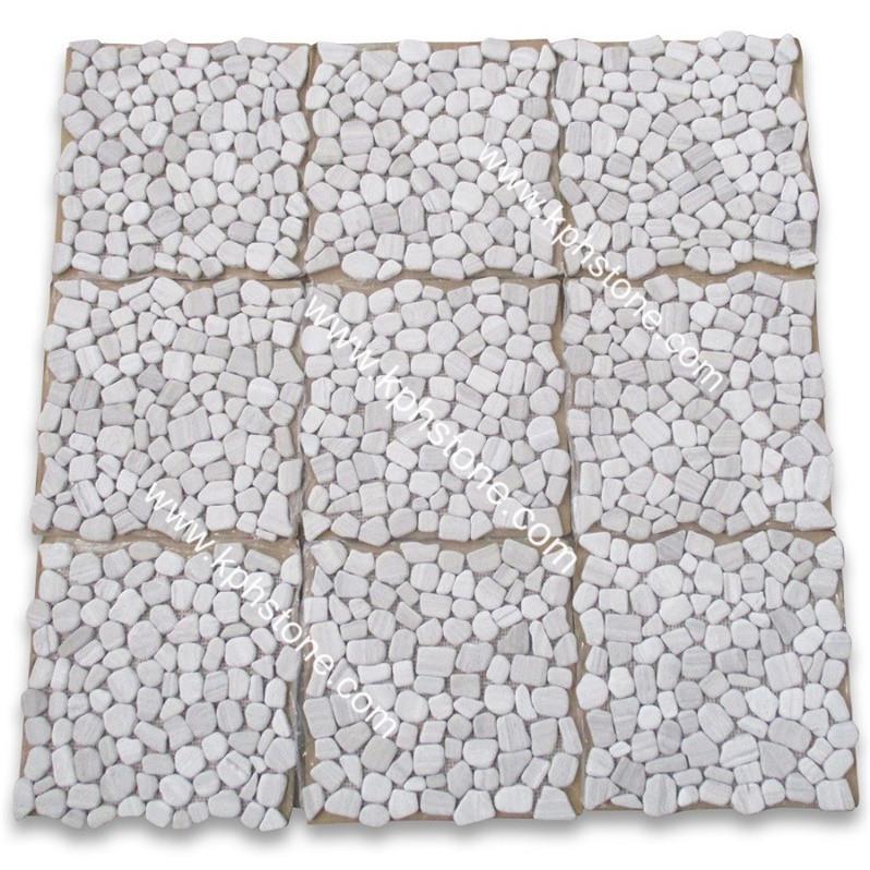 White Wood Grain Marble Mosaic Tile Tumbled