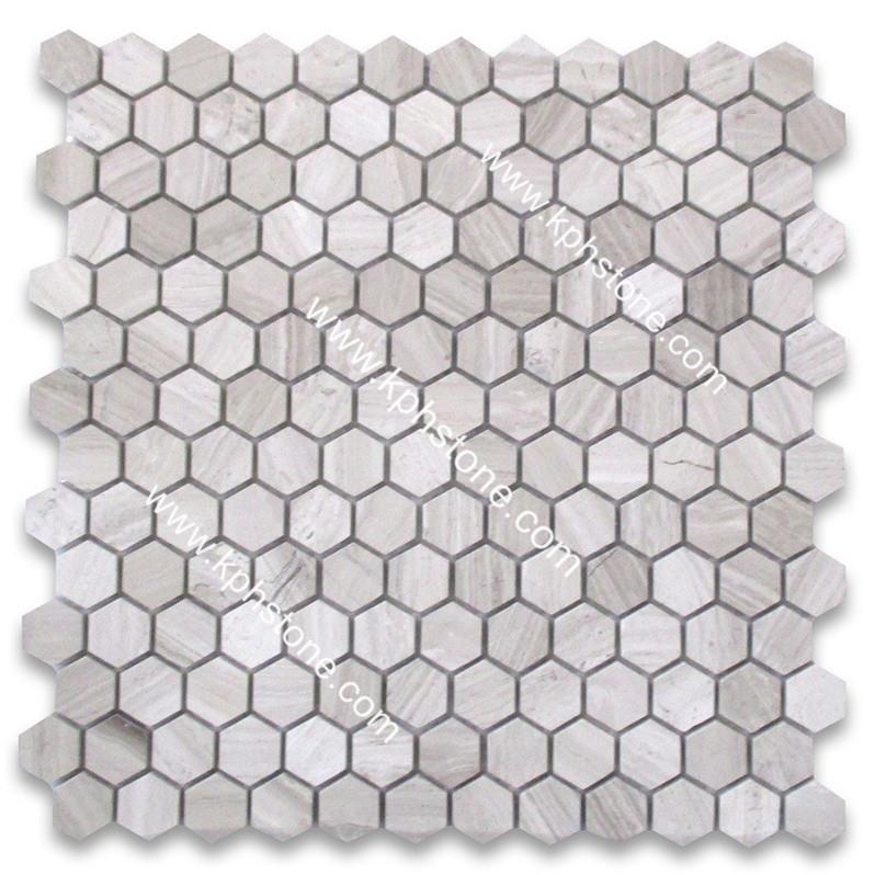 White Wood Grain 2x2 Square Mosaic Tiles