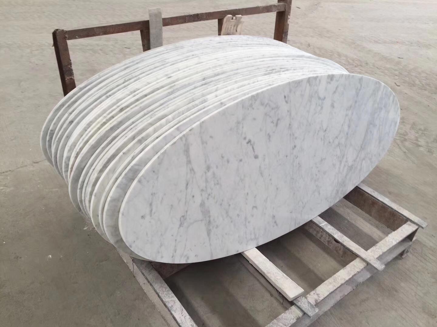 White Oval Marble Dining Table Top