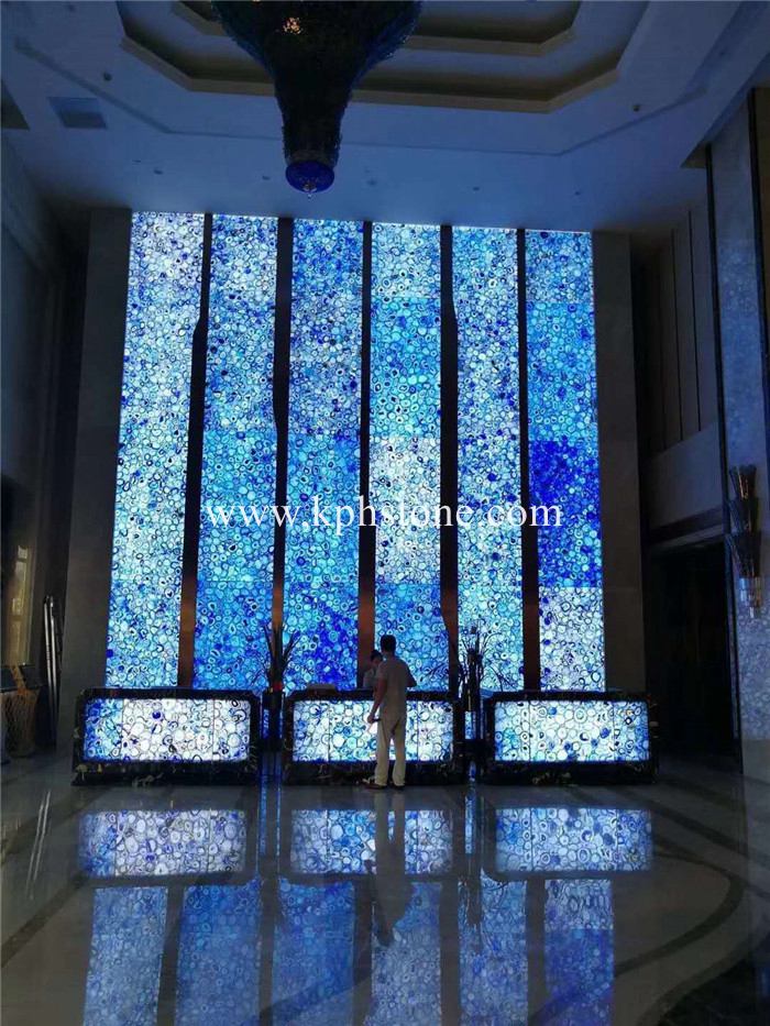 Translucent Blue Agate Slabs Luxury Onxy Marble for Wall Decoration