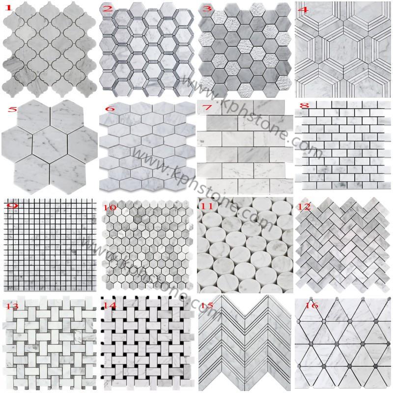 White Carrara Marble Hexagon Mosaic