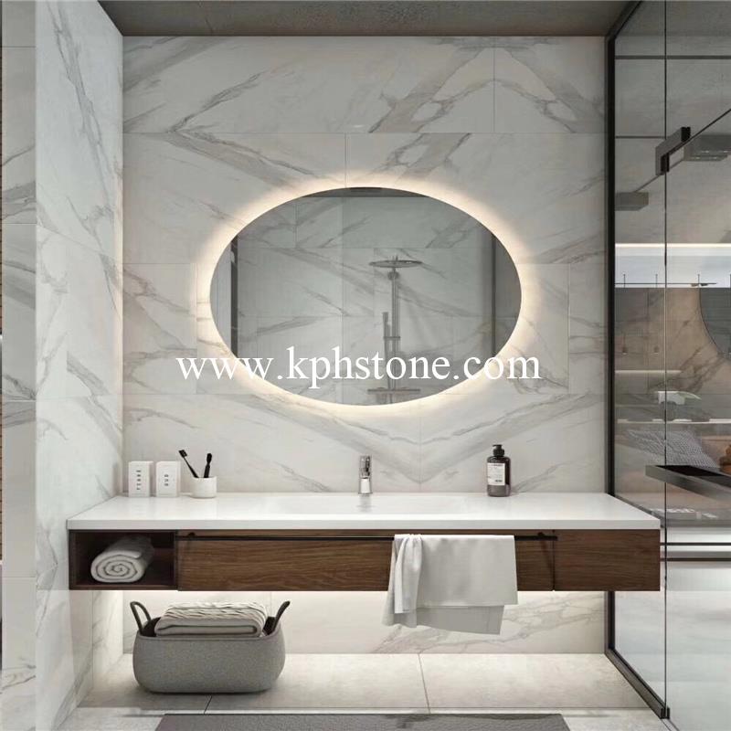 White Calacatta Marble Bathroom Vanity Tops