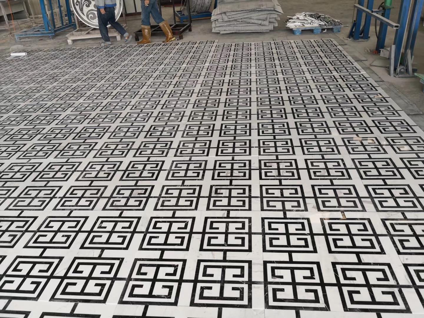 Waterjet Marble Floor Tile Customized Design