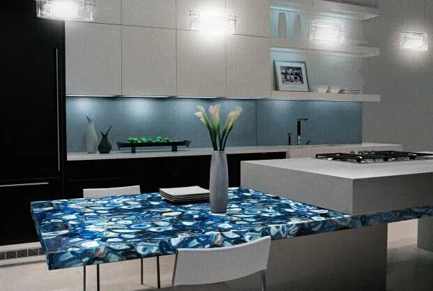 Semitransparent Blue Agate For Interior
