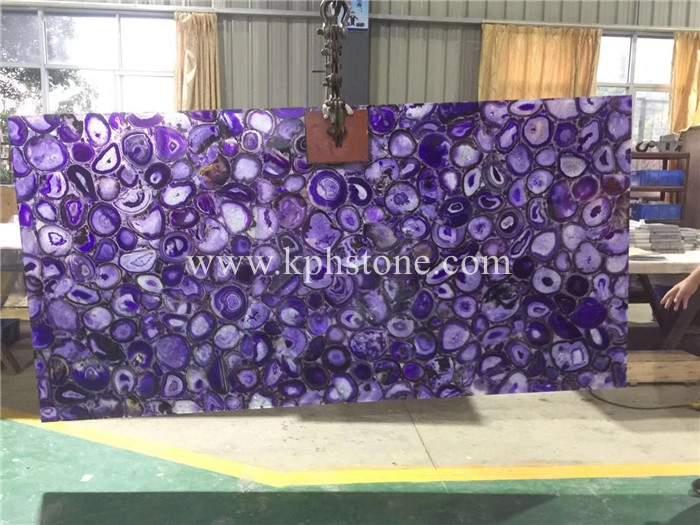 Purple agate slices slab