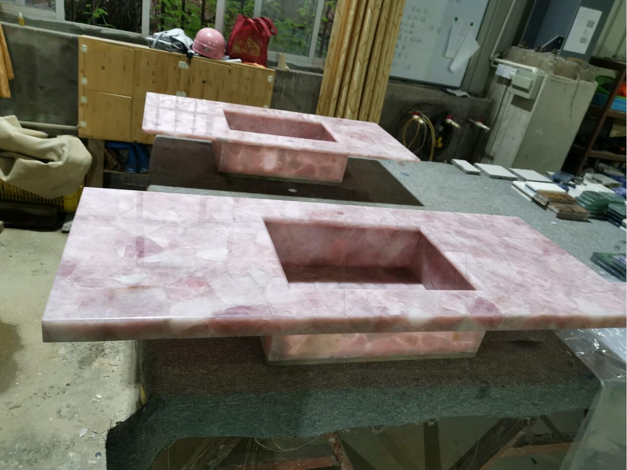 Pink Marble Onyx Vanity Sink