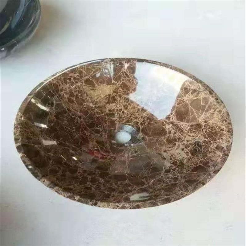 Nero Marquina Marble Round Vessel Basin Sink