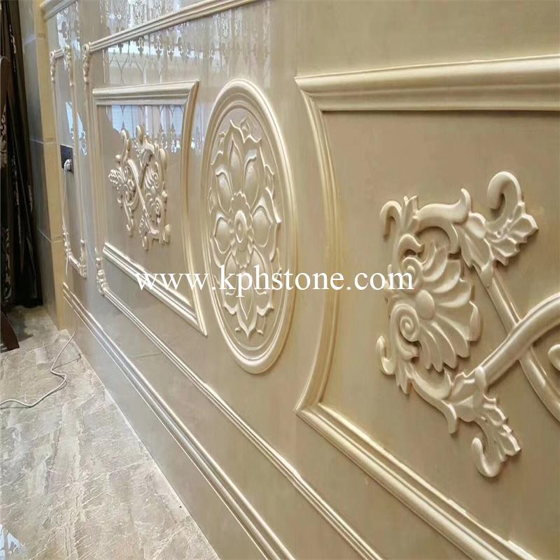 Marfil Cream Marble Flower Sculpting CNC Carved