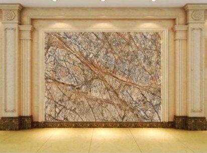 India Rainforest Brown Marble Slab for TV Background Decoration