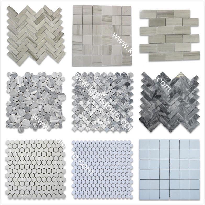 Gray 1x3 Herringbone Mosaic Tile Polished