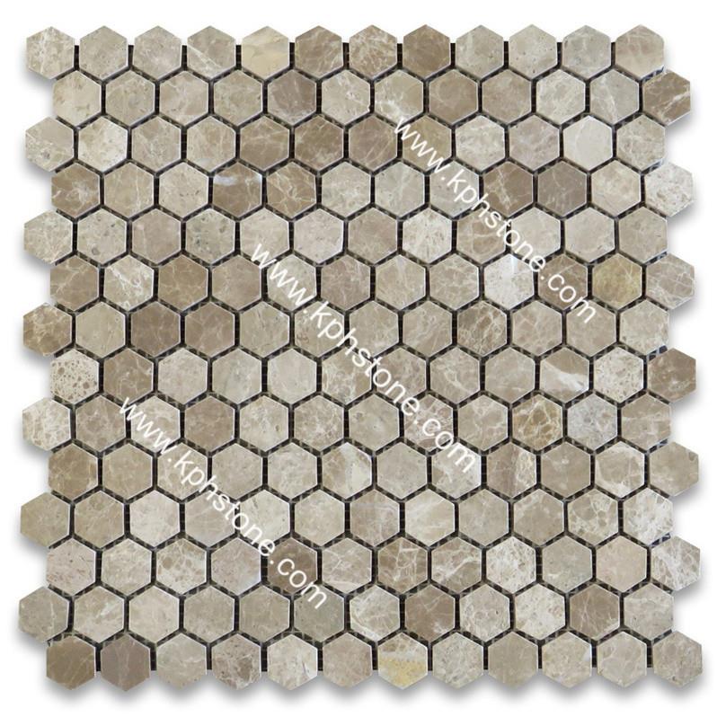 Emperador Light Hexagon Mosaic Tile Polished