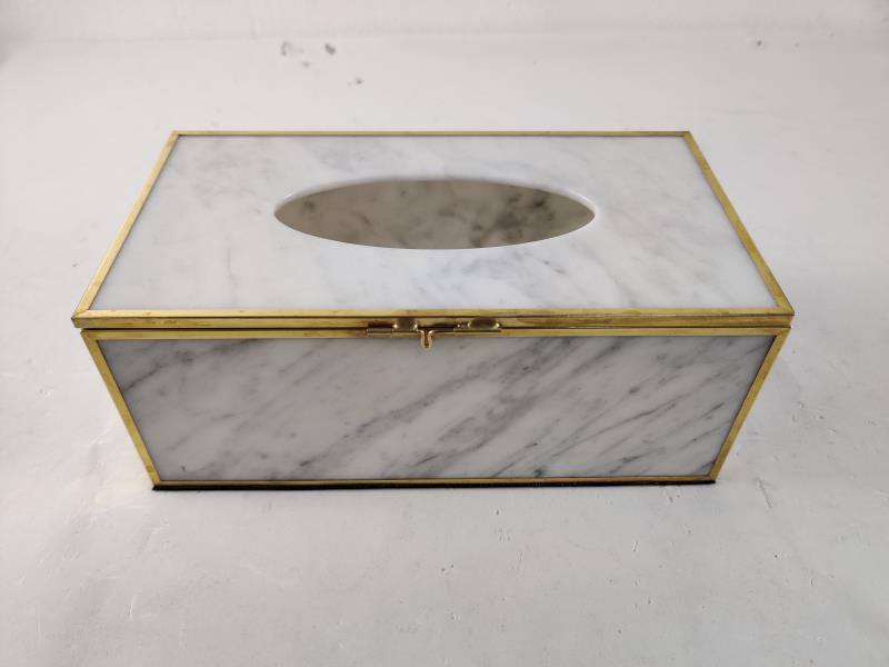 Carrara White Marble Tissue Box