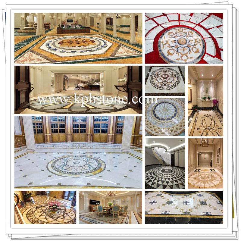 Cream Marfil Marble Waterjet Medallions for Hotels Lobby Projects