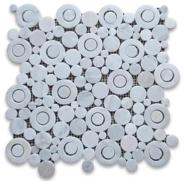 Carrara White Marble Circle Bubble Mosaic Tile