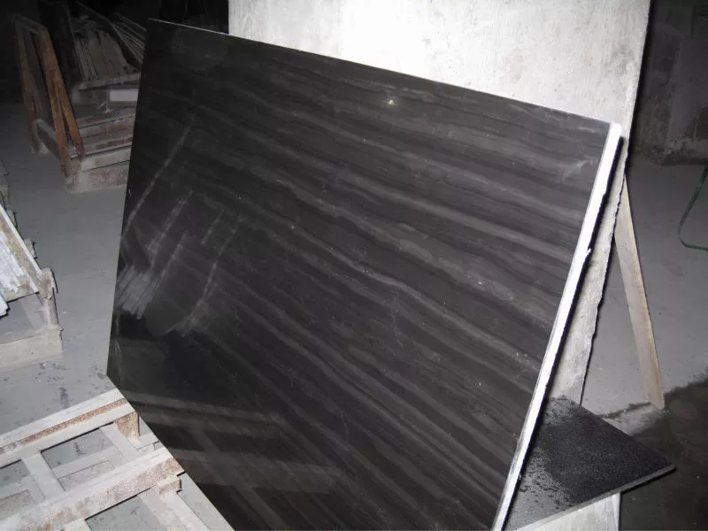 Chinese Nice Polished High Quality Black Wooden Marble Tiles