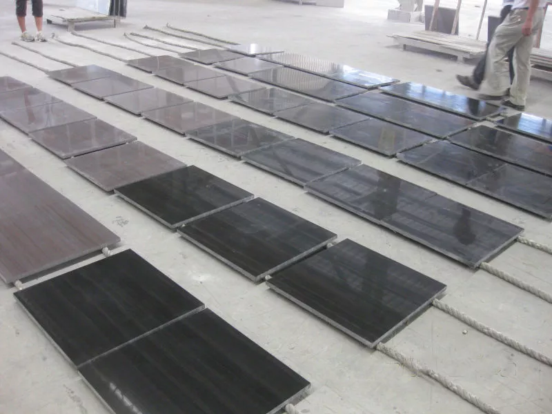 Chinese Nice Polished High Quality Black Wooden Marble Tiles
