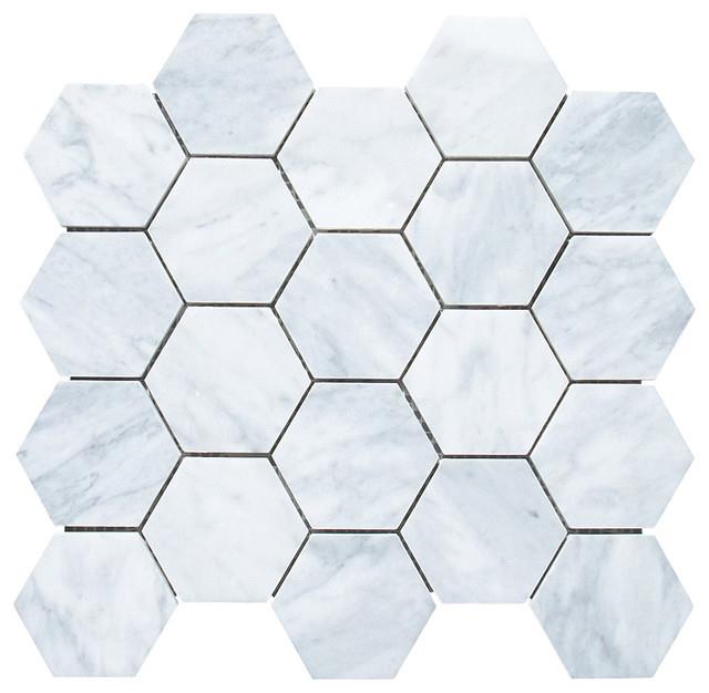 Carrara White Hexagon Matte Marble Mosaic Tile