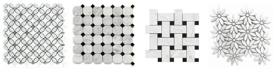 Carrara White Beveled Pillowed Mesh Marble Mosaic Tile