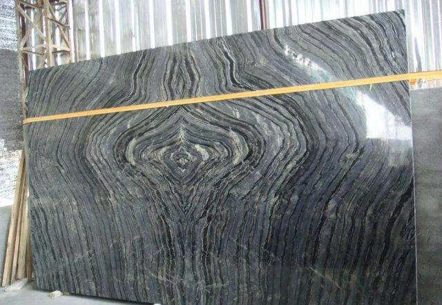 Chinese Natural Black Stone Ancient Wood Marble Slab