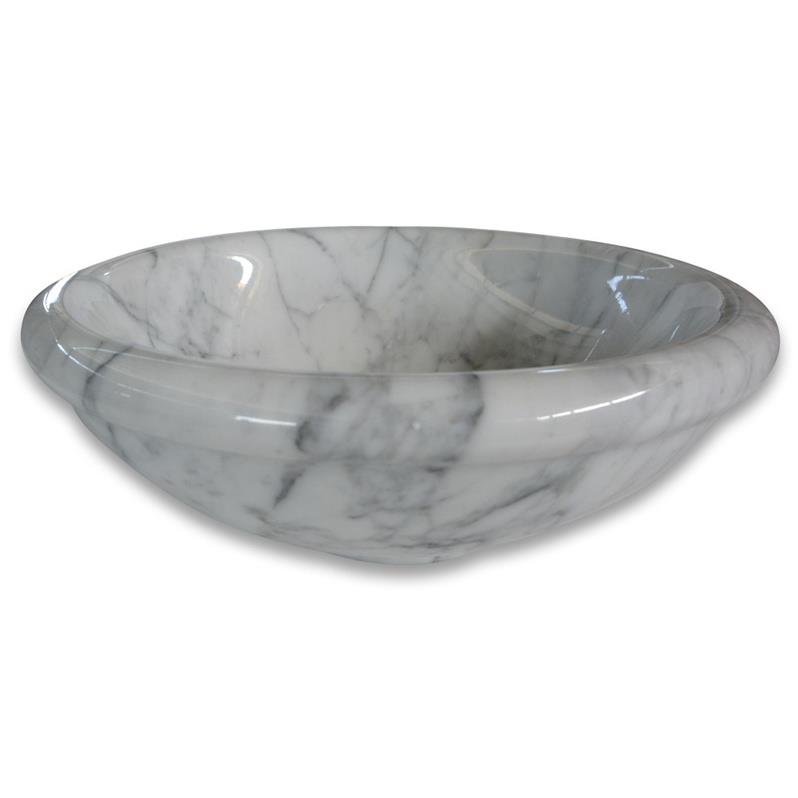 Carrara Marble Round Bowl Vessel Basin Sink