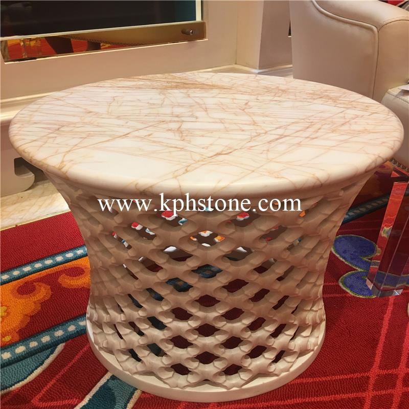 Calacatta White Marble Round Coffee Table Tops