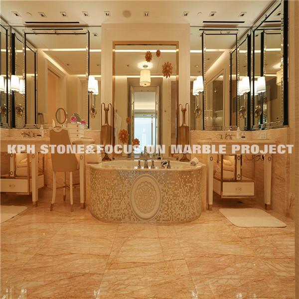 Beige Marble Bathroom Round Column Pillar