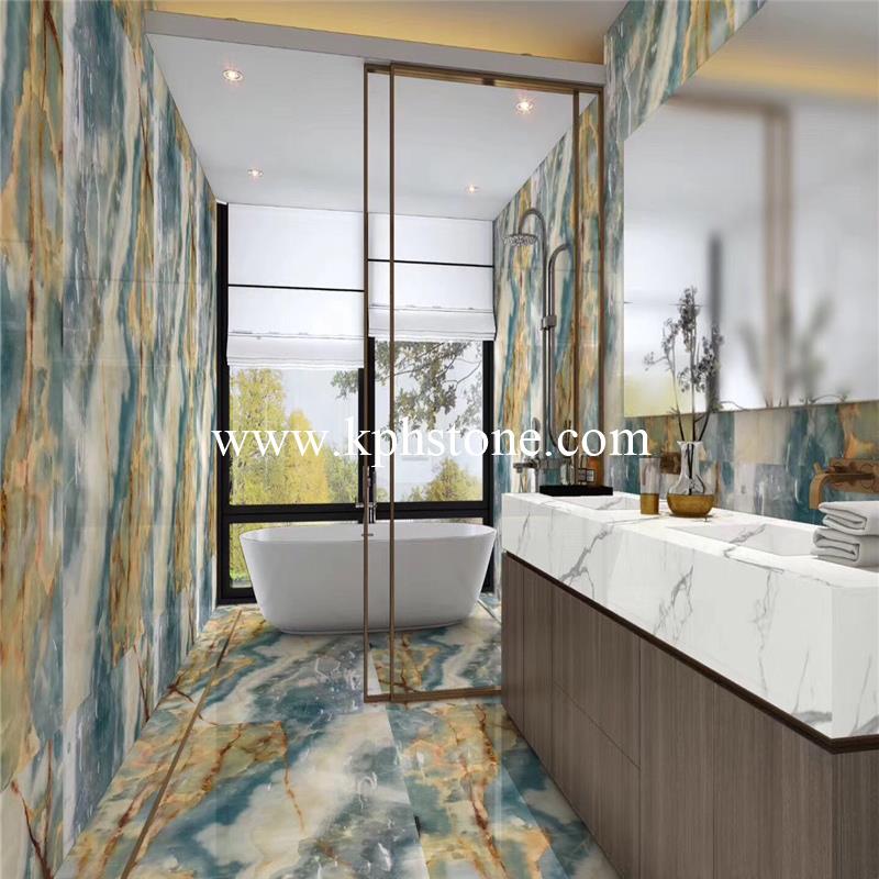 Blue Onyx Marble Bathroom Wall Flooring Tiles