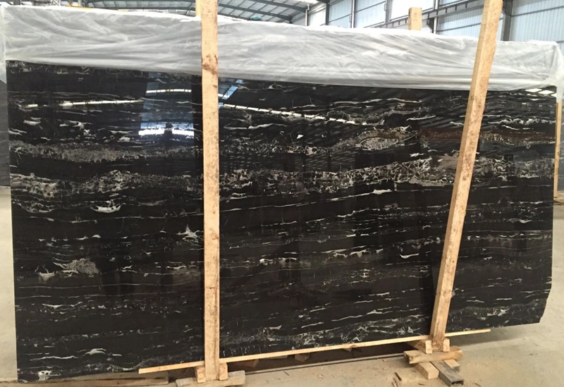 Black China Silver Dragon Marble Slab For Project