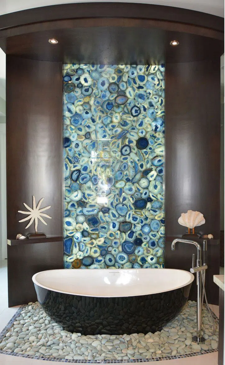 Blue Agate Gemstone For Bathroom Wall