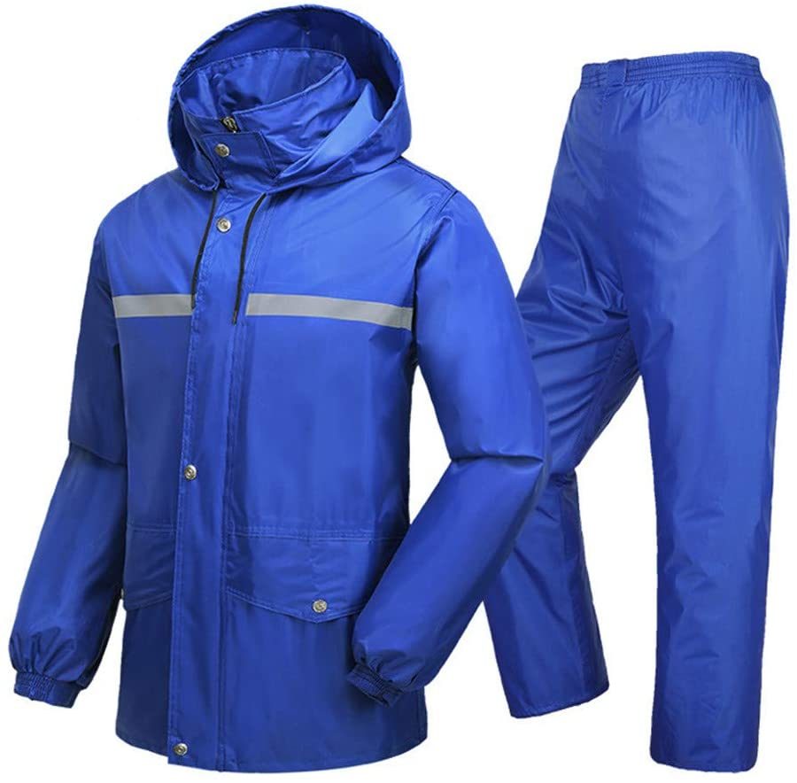 Rain Pants Motorcycle Adult Single Riding Split Raincoat Set Waterproof (Color: Blue, Size: XXXXL)