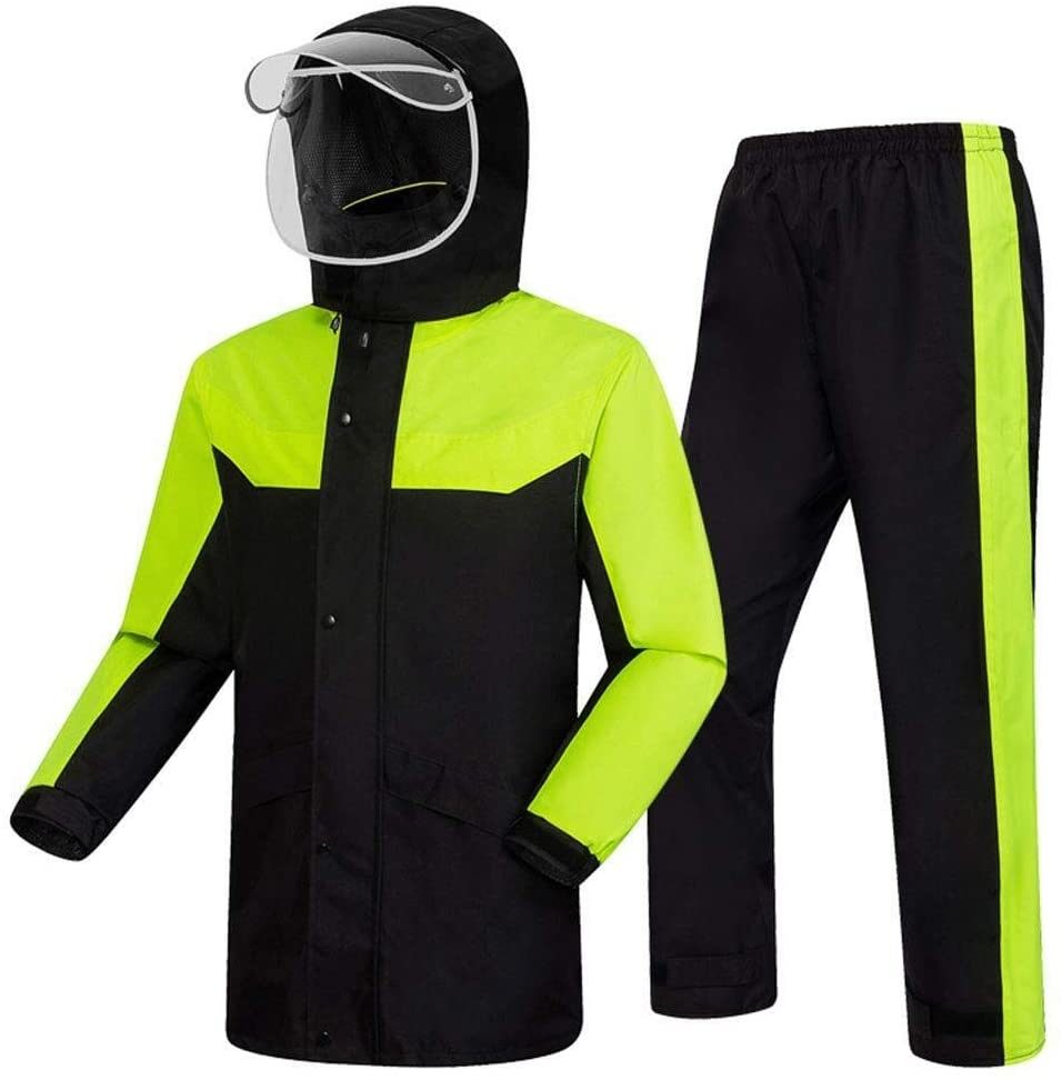 für Männer Wasserdichte Kleidung mit Kapuze 2 Stück Regenbekleidung Motorrad Radfahren Fischen Golf Jacke & Hose Anzug PVC (Rot, Schwarz, Blau)