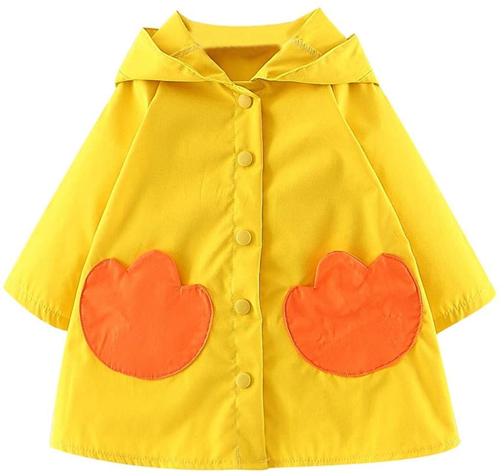 Yellow Duck Trench Coat Pocket Autumn Windbreaker Toddler Jacket Windproof Casual Kids Outwear for 6months-3years Old