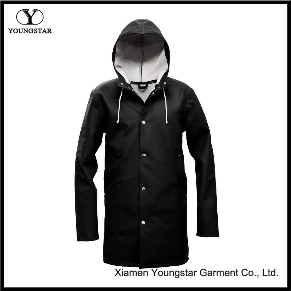 Long Raincoat Knee Length Mens Breathable Black Raincoat