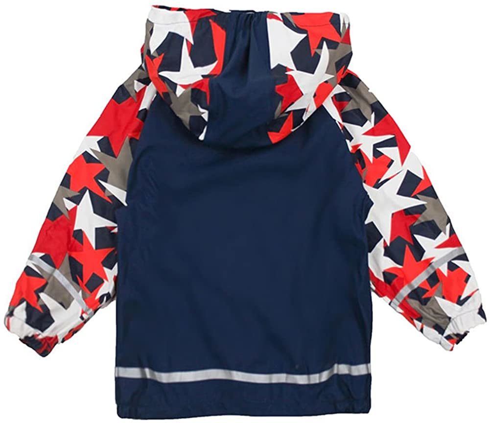 Little Boys Light Reflective Hooded Raincoat Waterproof Jacket Rainwear