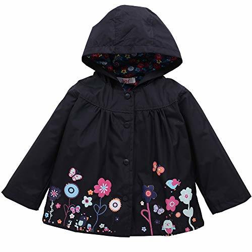 Manches longues Imperméable Waterproof Windbreak Coat Kids Stylish Floral Printed Hoode Outerwear Children Clothing Outfits Jacket