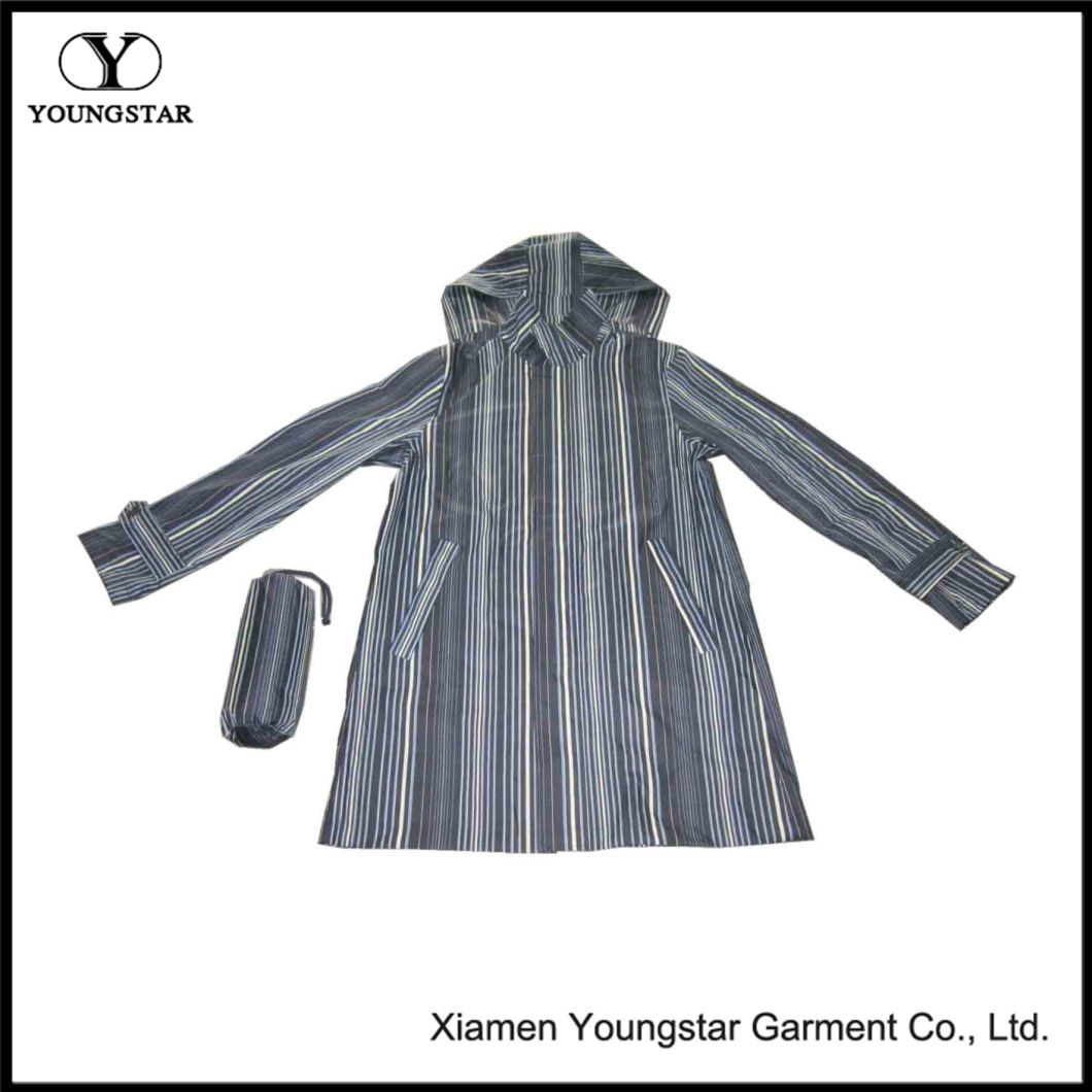 Packable Long Pocket Nylon Raincoat Mens Water Repellent Rain Jacket