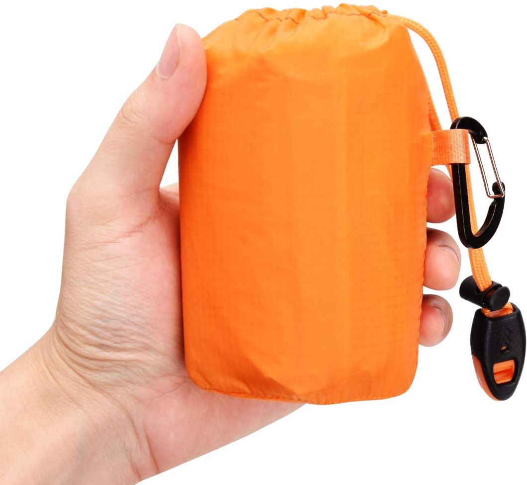 Outdoor Regenjacke Orange Thermischer Notfall Poncho Wiederverwendbare Wasserdichte Decke