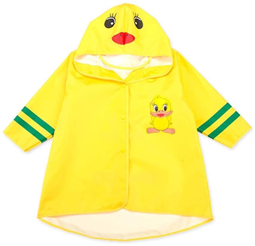 Children′s Yellow Duck Water-Resistant Raincoat One-Piece Hat with Tassel Decoration (Size: L)