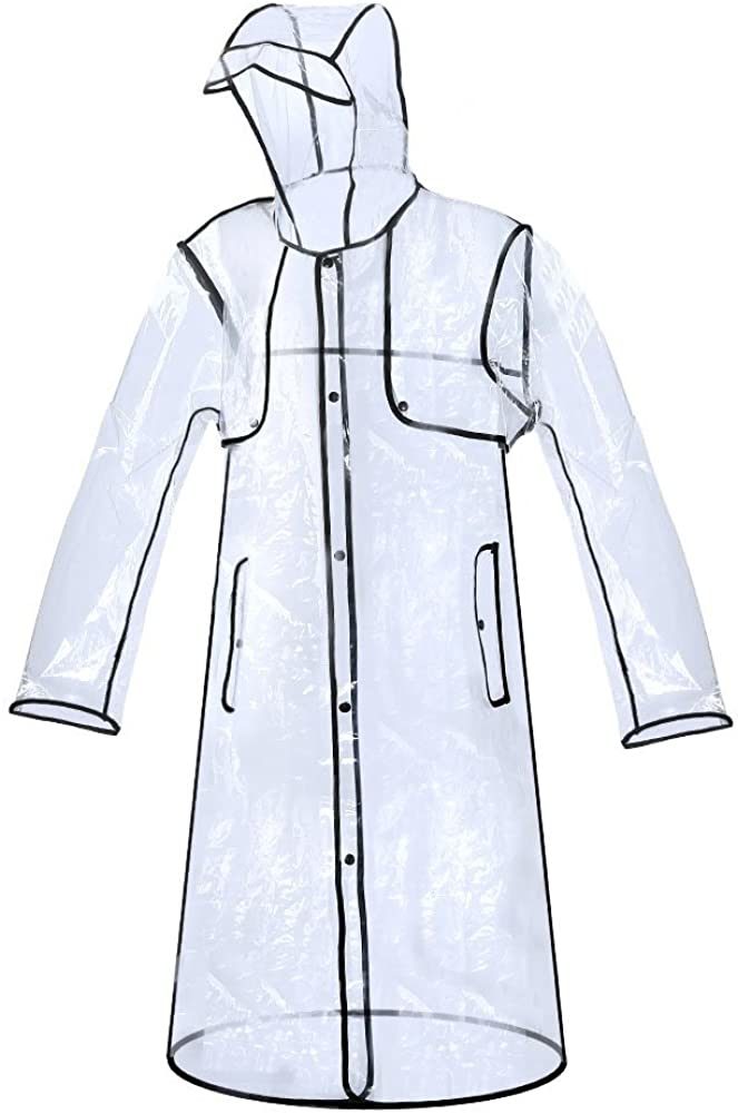 Raincoat Waterproof Lightweight Rain Jacket Reuseable Mac Showerproof Hooded Outerwear Travel Portable Packaway Womens Girls Fashion Rainwear