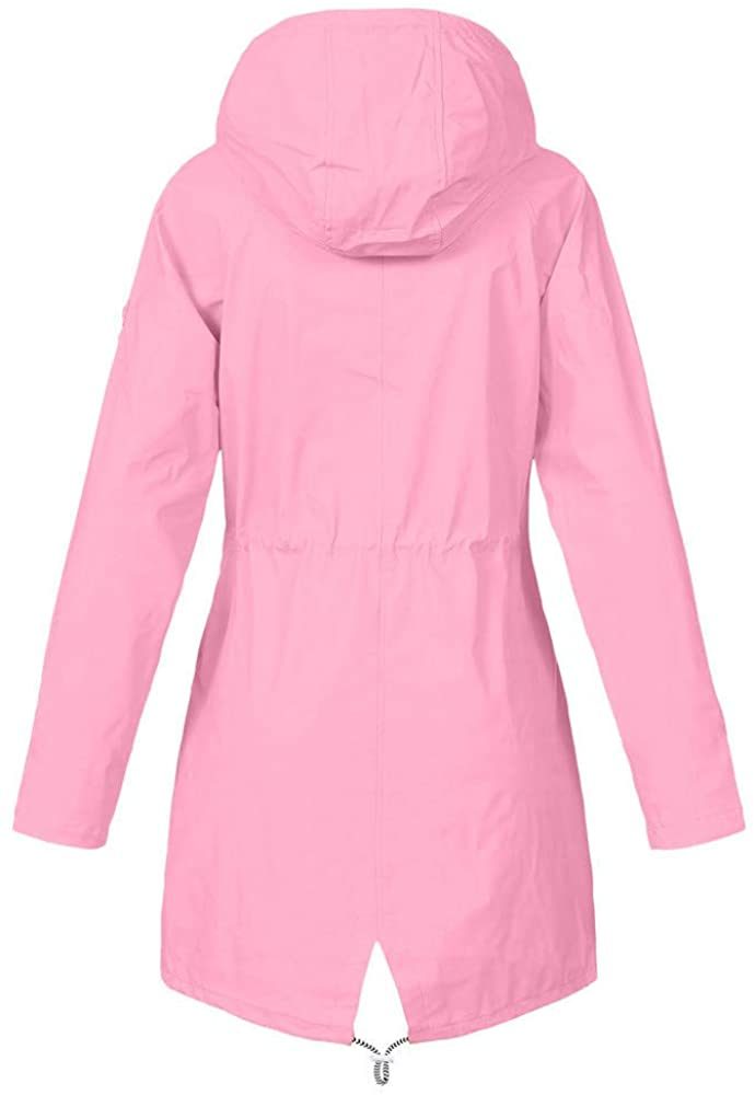 Women’ S Solid Rain Jacket Outdoor Jackets Hooded Raincoat Windproof Christmas Merry Christmas Ladies Gift
