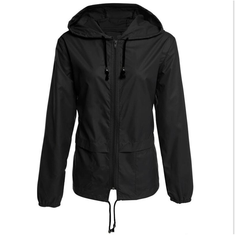 Zipper Hoodie Lightweight Outdoor Hiking Waterproof Raincoat Jacket Women Tops