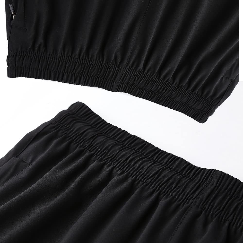 Mens Sports Shorts Casual Gym Training Fitness Sweat Running Shorts Quick Drying Sports Internal Drawcord Shorts for Men with Drawstring Stretch Waist Zip Pocke
