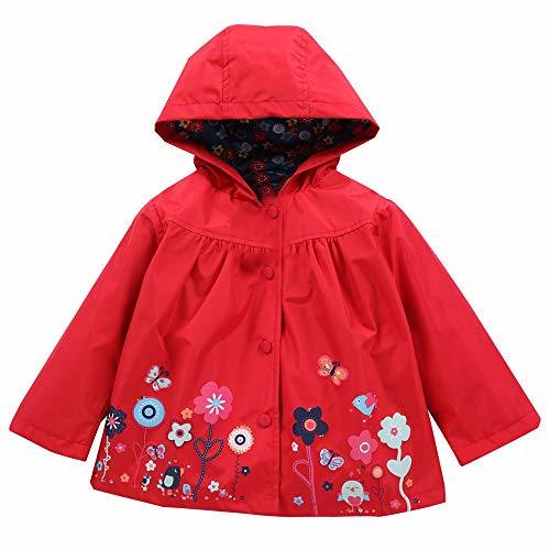 Manches longues Imperméable Waterproof Windbreak Coat Kids Stylish Floral Printed Hoode Outerwear Children Clothing Outfits Jacket