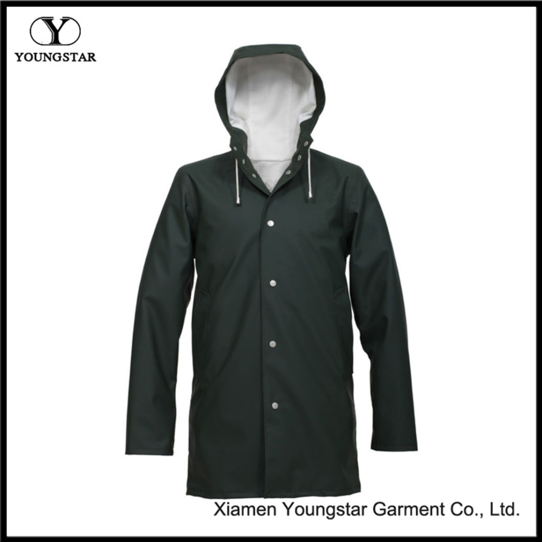 Lined Raincoat Plus Size Mens Fashion Long Raincoats with Hood