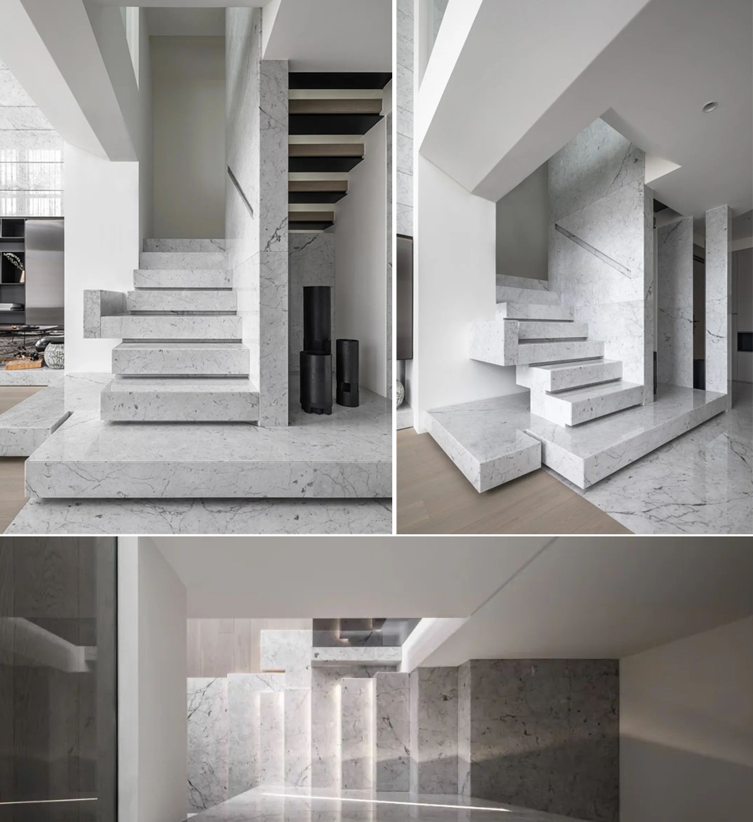White Carrara Marble Stairs