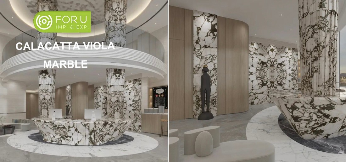 Calacatta Viola Marble Columns in Hotel Projects-FOR U STONE