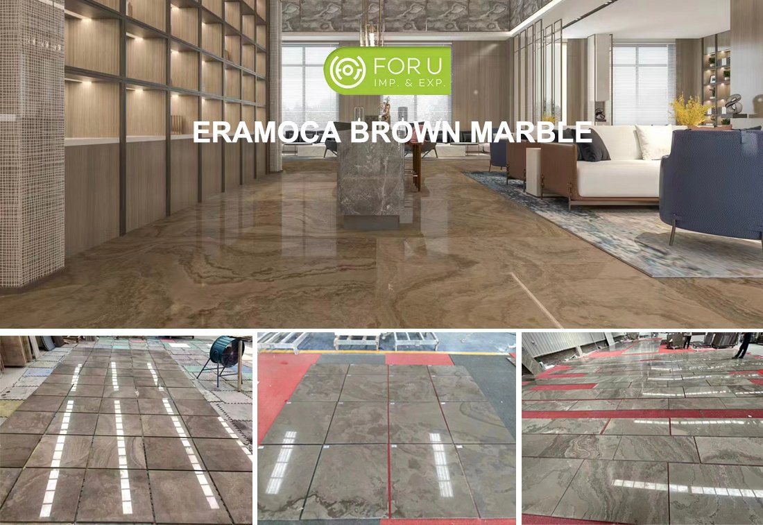 Eramosa Brown Marble Flooring Tiles For Pavilion Residences Sales Center 