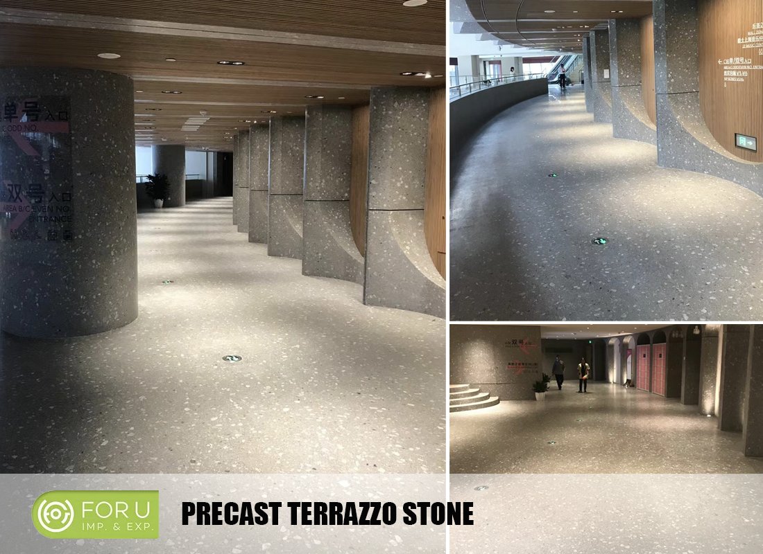 Grey Inorganic Precast Terrazzo Flooring and Wall projects | FOR U STONE